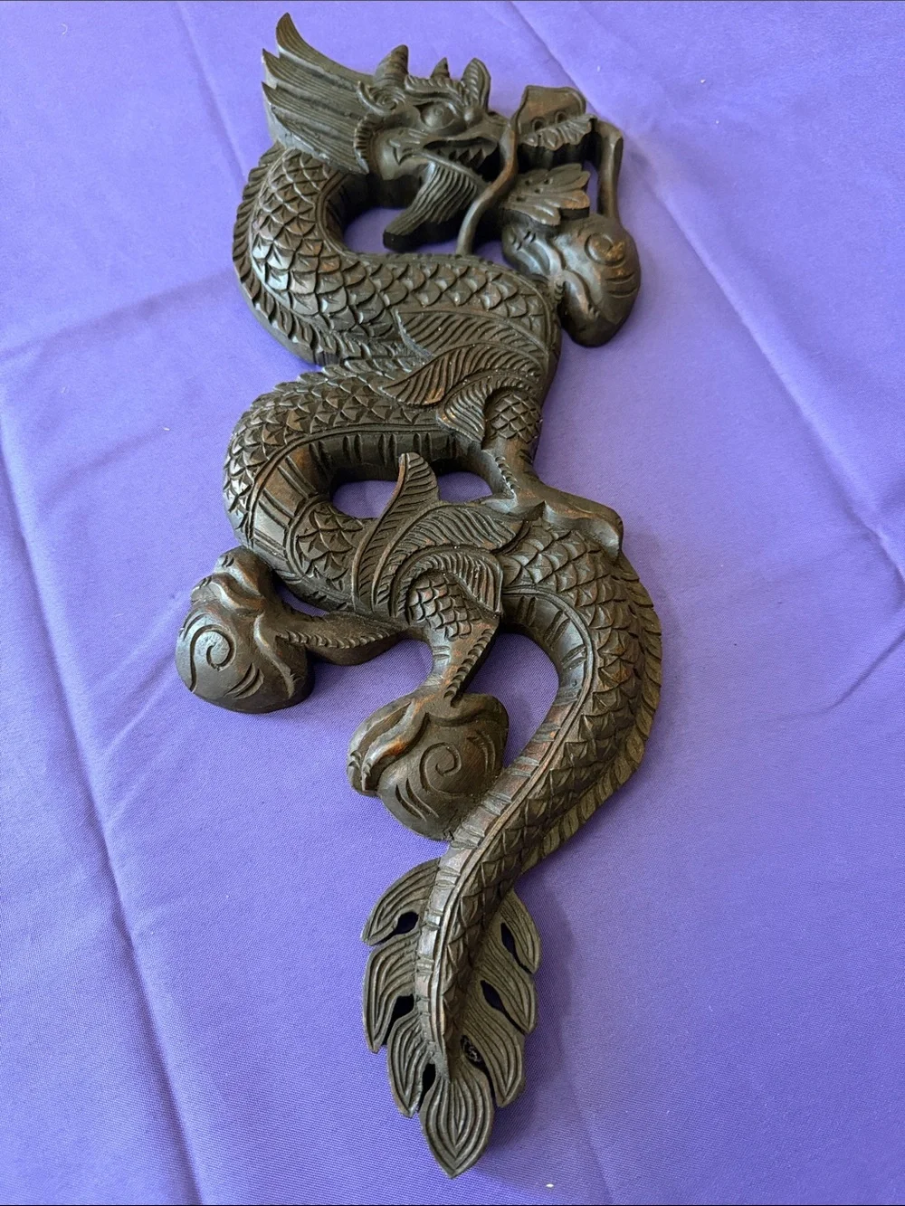 Vintage Hand Carved Wood Asian Dragon 🐉